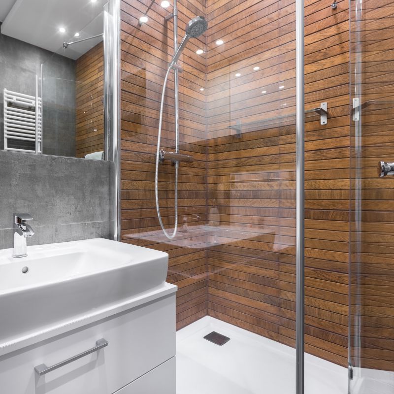 Contemporary Shower with Glass Panel